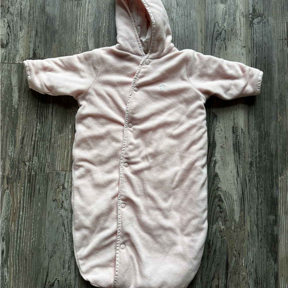 Vintage Tommy Hilfiger Pram Snowsuit Baby Pink Hooded Long Sleeve Mittens